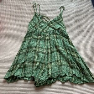 green plaid flowy urban outfitters romper